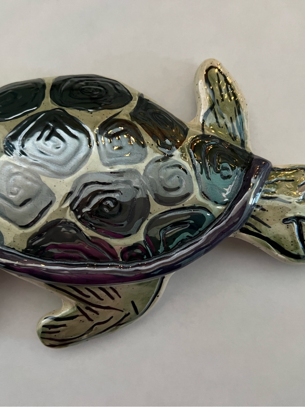Blue Sky Ceramic Turtle Wall Accent - Green, Teal, Purple